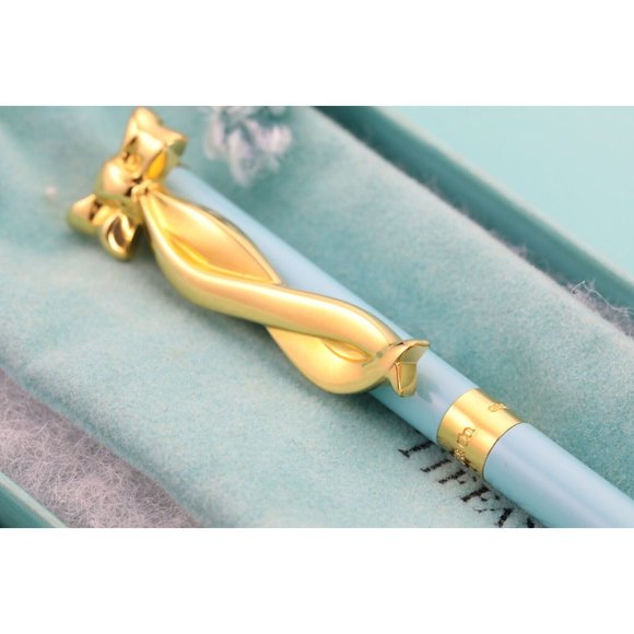 Tiffany & Co. Jewelry - Tiffany & Co. Blue with Gold Ribbon Clip Ballpoint Pen Pouch and Box included